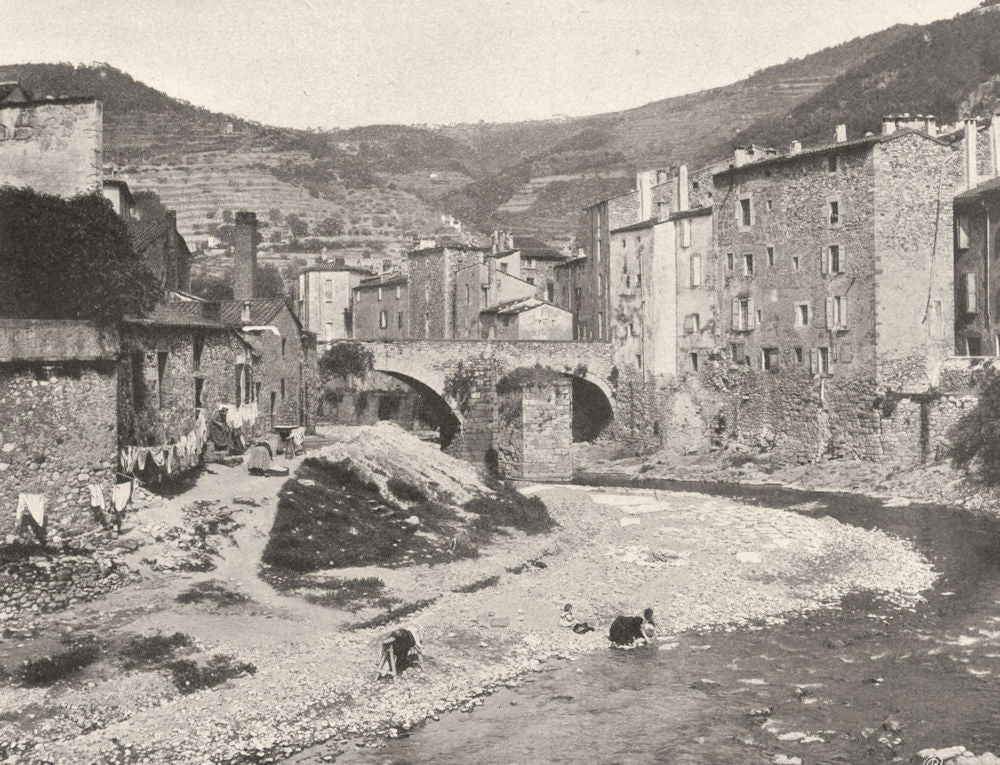 HÉRAULT. Vieux pont, à Lodève 1902 old antique vintage print picture